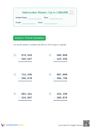 Essential Multi-Digit Subtraction Worksheet | Grade 4