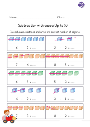 Subtraction with Cubes Worksheet
