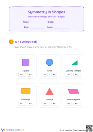 Grade 2 Symmetry — Printable No-Prep Worksheet