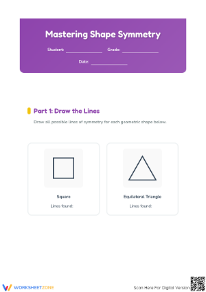 Grade 4 Symmetry — Printable No-Prep Worksheet
