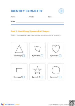 Grade 4 Symmetry — Printable No-Prep Worksheet
