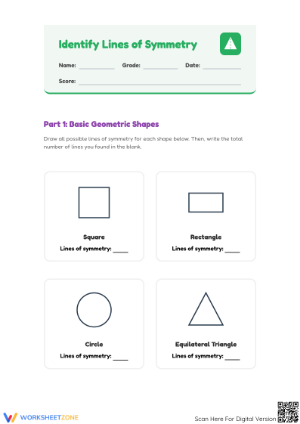 Grade 4 Lines of Symmetry — Printable No-Prep Worksheet