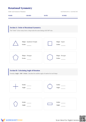 Printable Rotational Symmetry Worksheet | Grade 8 Math