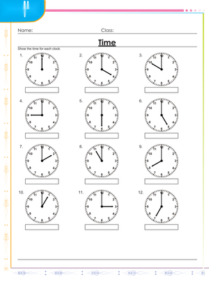 Grade 1 Time — Printable No-Prep Worksheet