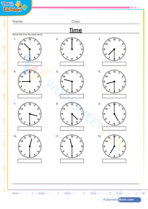 Grade 1 Telling Time — Printable No-Prep Worksheet