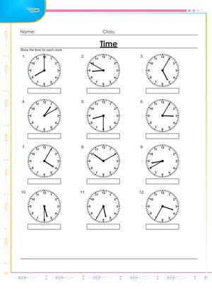 Printable Telling Time to 5 Minutes Worksheet | Grade 2 Math