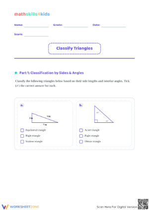 Grade 4 Triangles — Printable No-Prep Worksheet