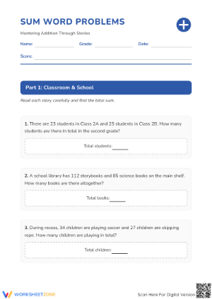 Grade 2 Addition Word Problems — Printable No-Prep Worksheet