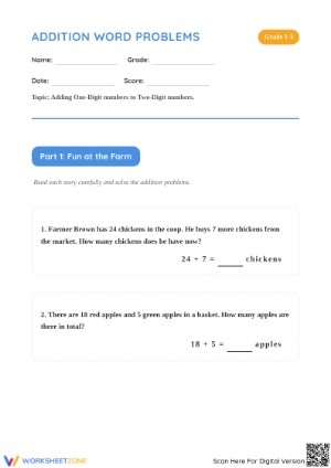 Printable Addition Word Problems Worksheet | Grade 2 Math