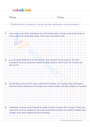 Multiplication Comparison with Word Problems