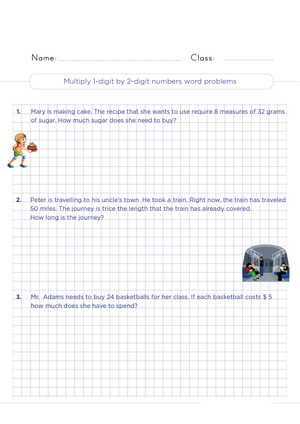 Multiplying 1-Digit by 2-Digit Word Problems