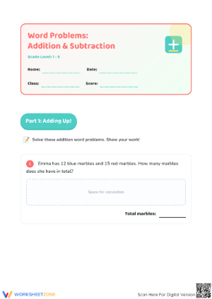 Grade 2 Word Problems — Printable No-Prep Worksheet