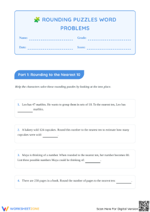 Rounding Word Problems Worksheet | Grade 4 Essential