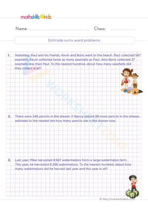 Estimate sums word problems