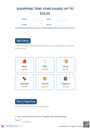 Printable Money Word Problems Worksheet | Grade 2 Math