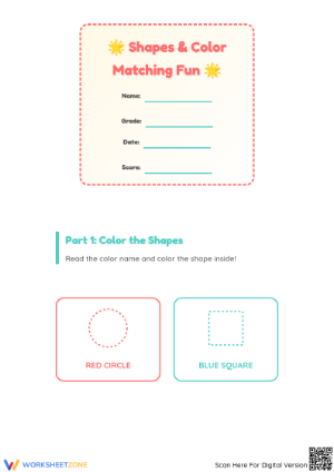 Kindergarten Shapes — Printable No-Prep Worksheet