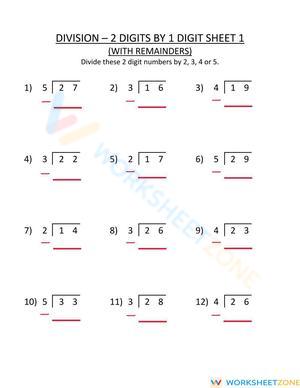 Division 2 digit by 1