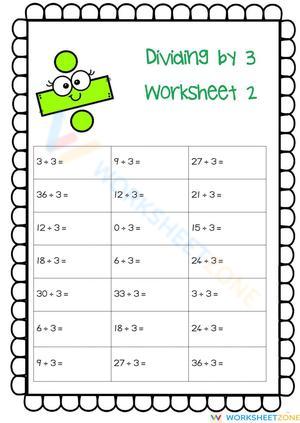 Dividing by 3 worksheet 2