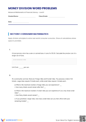 Grade 7 Division — Printable No-Prep Worksheet