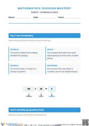 Essential 5.NBT.B.6 Division Worksheet: Grade 5 Aligned