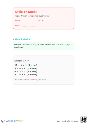 Division Subtraction Worksheet (3 Levels) | Grade 3 Ready