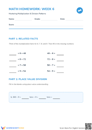 Printable Long Division Worksheet | Grade 4 Math