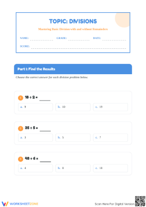 Printable Division Mastery Worksheet | Grade 4 Essential