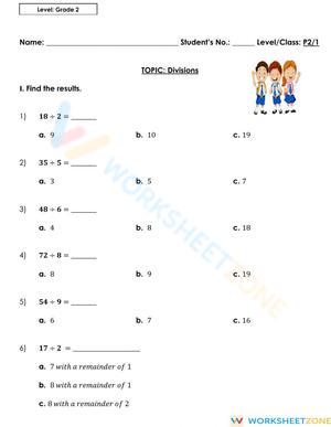 P2-1 Division with and without a remainder