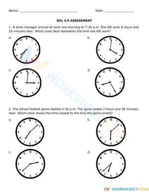 Elapsed Time Classwork