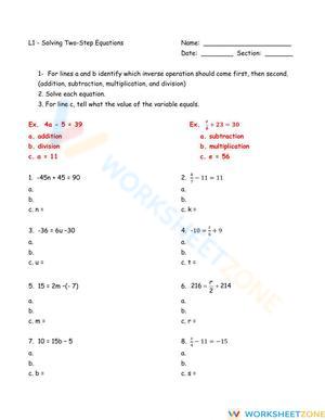 Two Step Equations