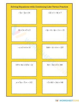 Practice Solving Equations by Combining Like Terms