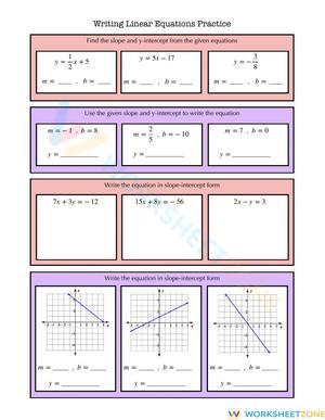 Linear Equation Practice: Slope and Y-Intercept