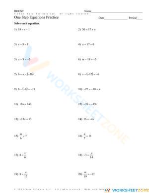 BOOST One Step Equations Practice