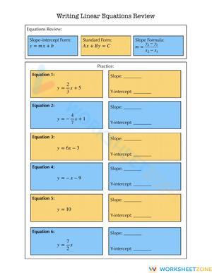 Writing Linear Equations Review