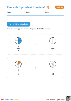 Printable Equivalent Fractions Worksheet | Grade 3 Math