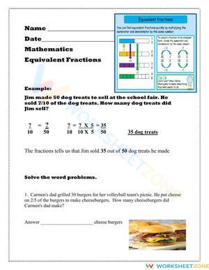 Equivalent Fractions Word Problems