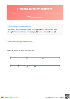 Grade 3 Equivalent Fractions — Printable No-Prep Worksheet