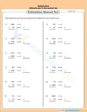 Estimating sum to the nearest ten