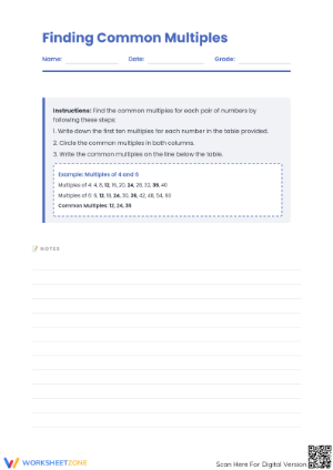 Common Multiples Worksheet | Grade 6 Math Essential
