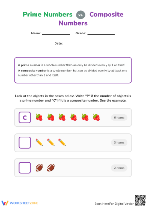 Printable Prime & Composite Numbers Worksheet | Grade 4