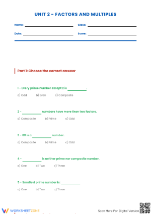 Grade 4 Factors & Multiples — Printable No-Prep Worksheet
