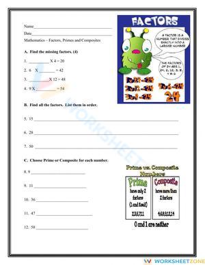 Factors Prime and Composite Numbers