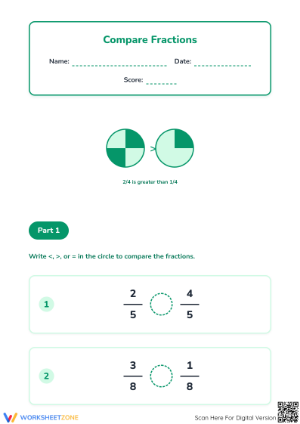 Grade 3 Fractions — Printable No-Prep Worksheet