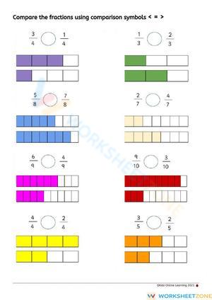 Compare Fractions with same denominator