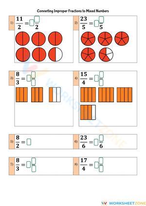 Converting improper fractions to mixed numbers