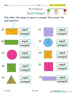 Fraction: Equal and Unequal Parts