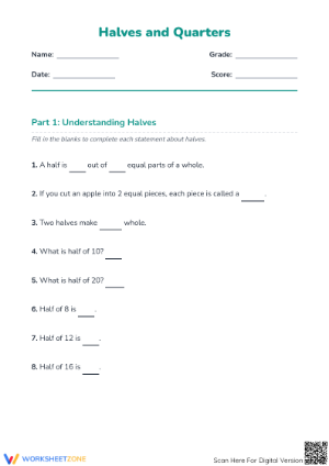 Grade 2 Fractions — Printable No-Prep Worksheet