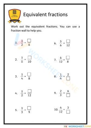 Discovering Equivalent Fractions Worksheet