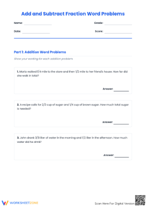 Fraction Word Problems Worksheet | Essential Grade 5 Math
