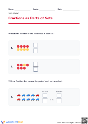 Grade 3 Fractions — Printable No-Prep Worksheet